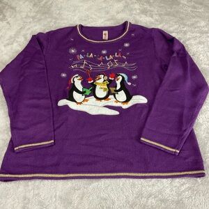 Purple Penguin Ugly Christmas Sweater Size XL (16-18)